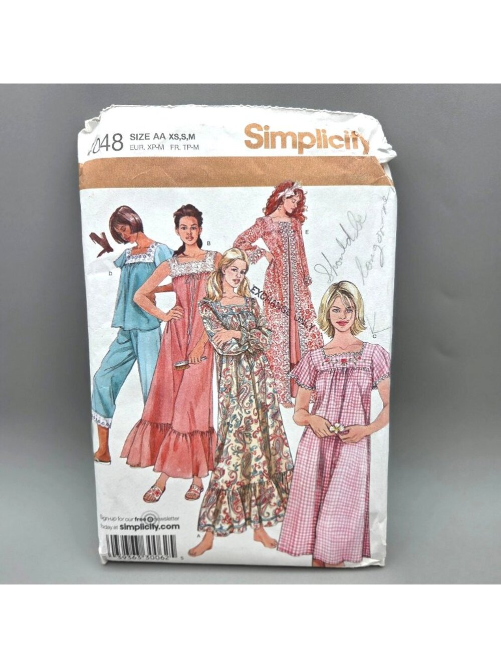 Simplicity 4048 Misses Nightgown & Pajama Sewing Pattern Sizes XS-S-M Uncut